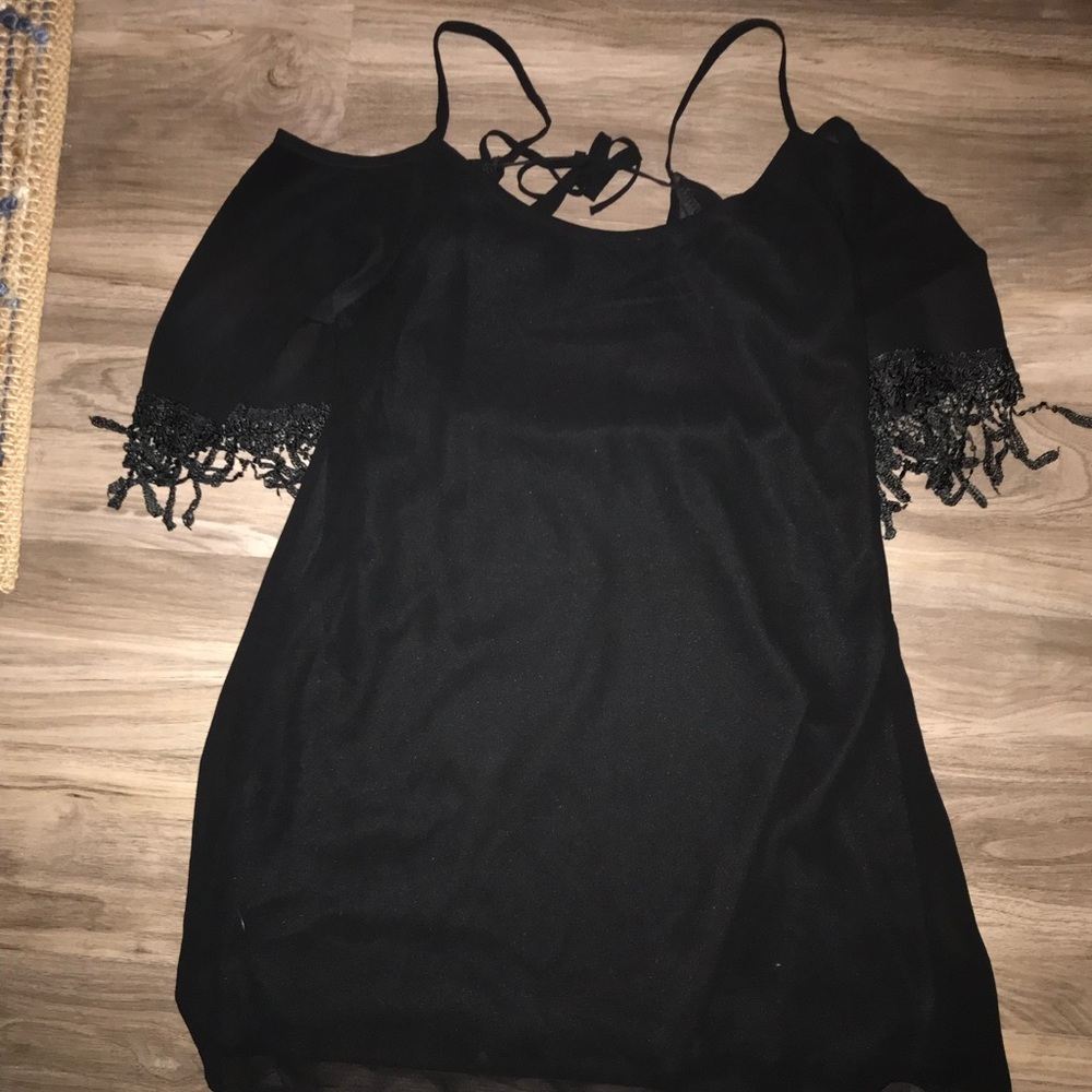 Tobi black open back dress